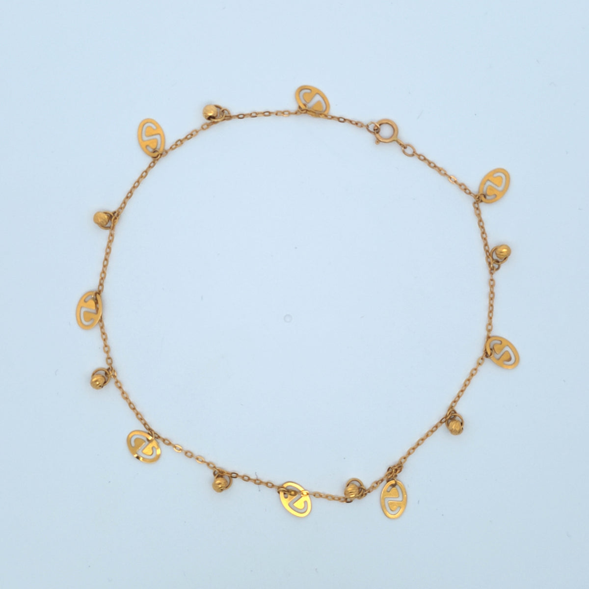 21K anklet with charms 2.78g