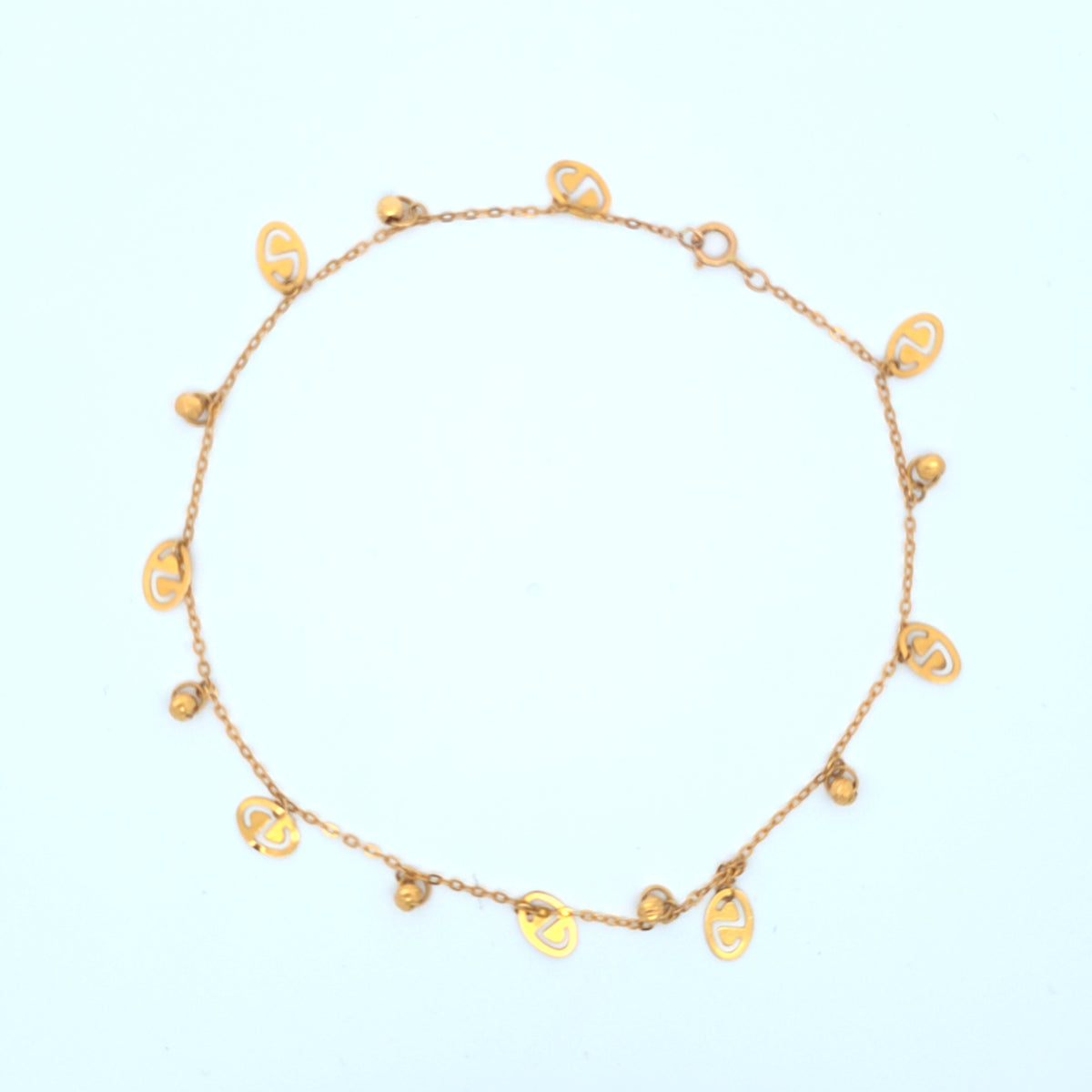 21K anklet with charms 2.78g
