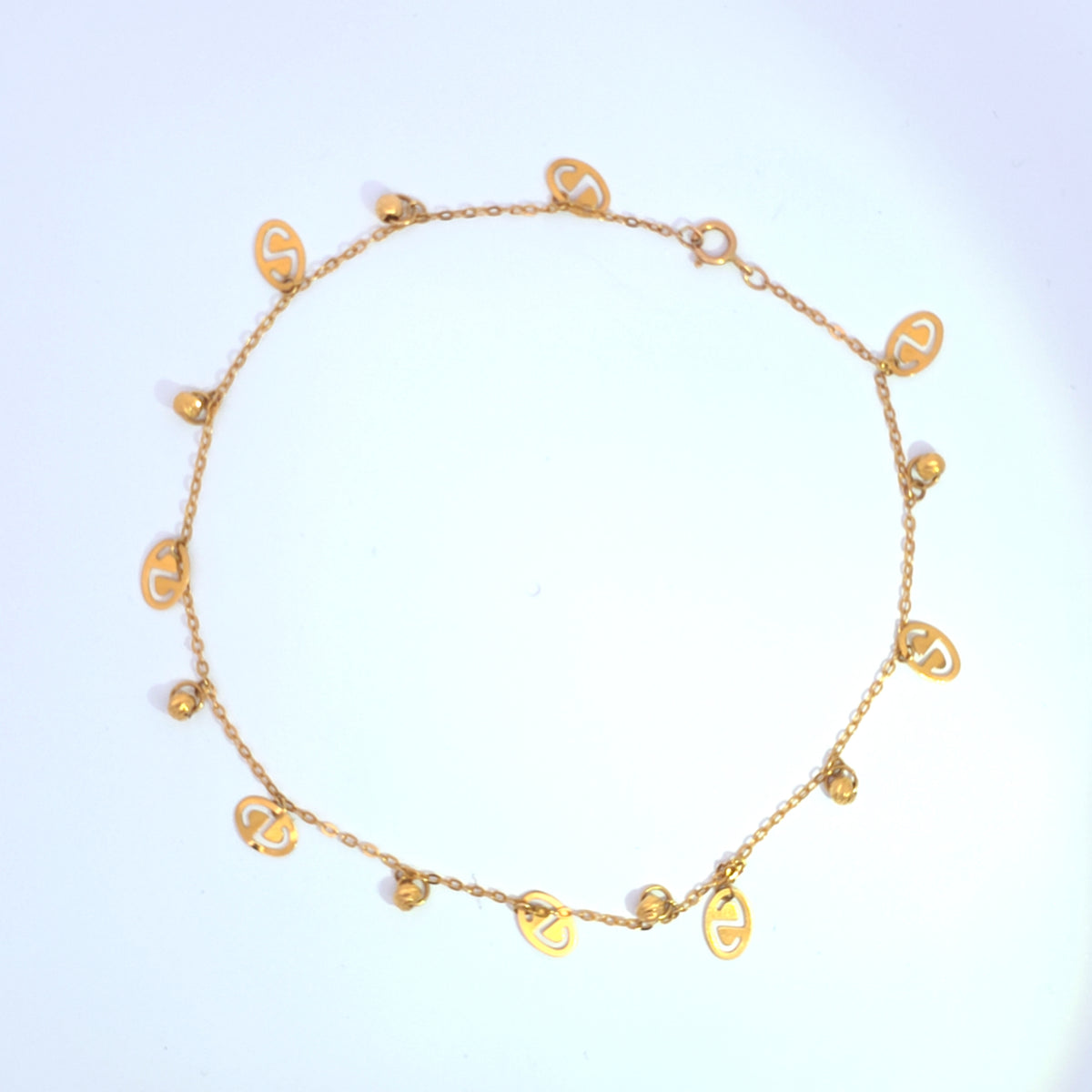 21K anklet with charms 2.78g